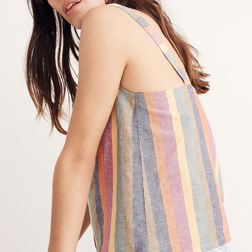 Madewell Large Rainbow Stripe Button-Front Tank T… - image 7